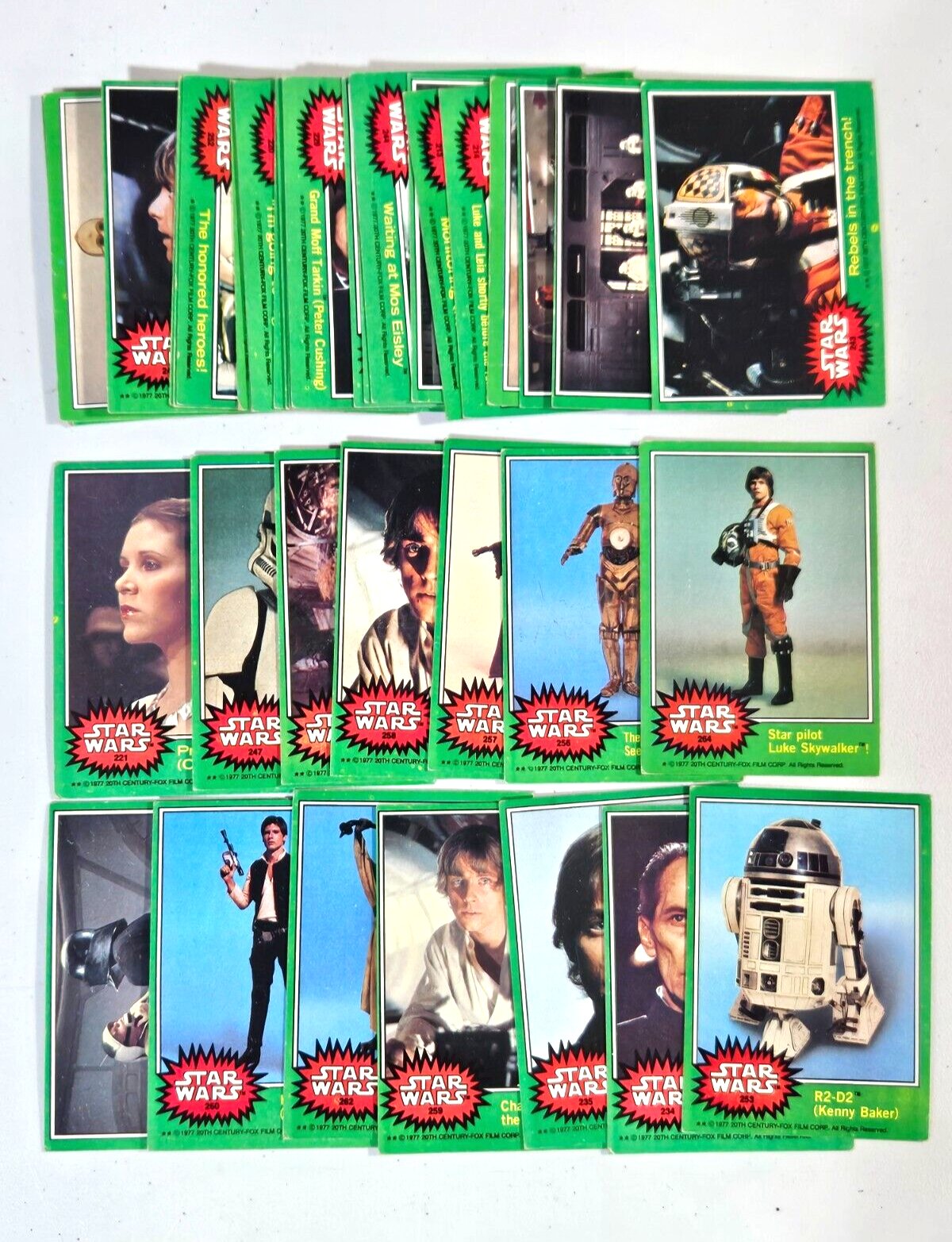 1977 Star Wars Yellow and Green 91 Cards Star Wars Base - Hobby Gems