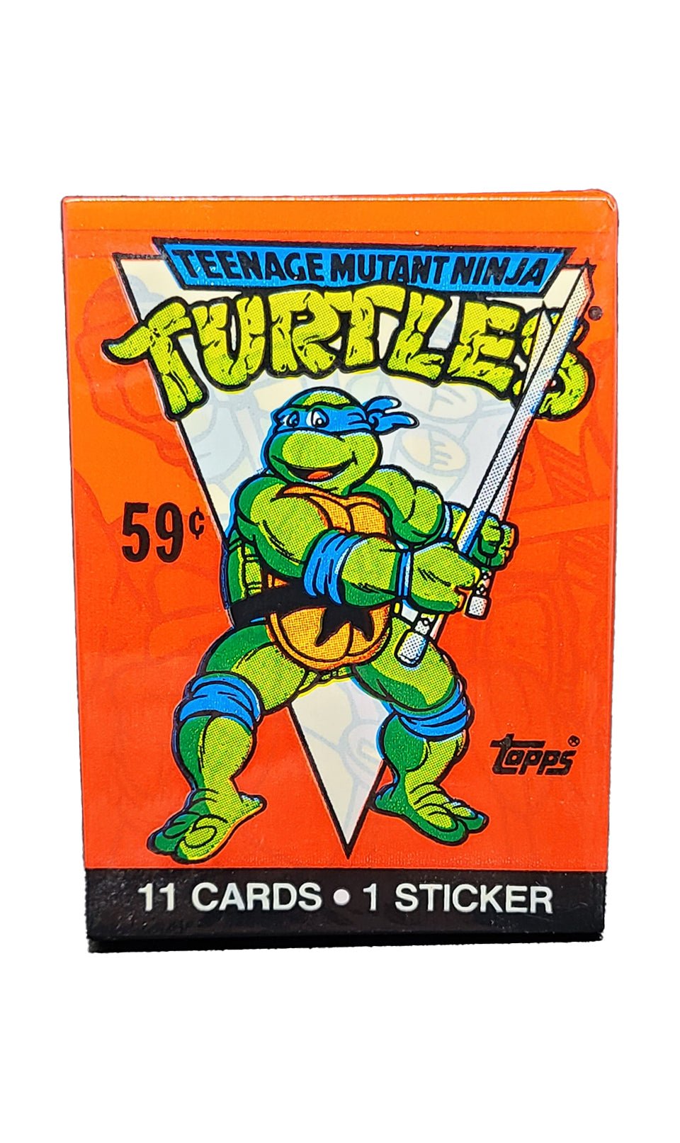 1989 Teenage Mutant Ninja Turtles Topps Cello Pack (Leonardo) Teenage Mutant Ninja Turtles Sealed Pack - Hobby Gems