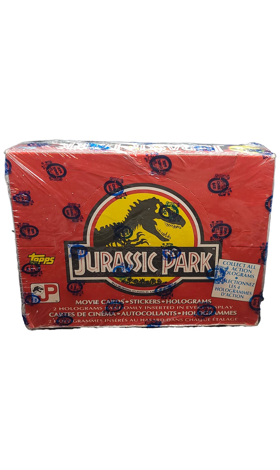 1993 Topps O-Pee-Chee Jurassic Park Movie Cards & Stickers Factory Sealed Box Jurassic Park Sealed Box - Hobby Gems