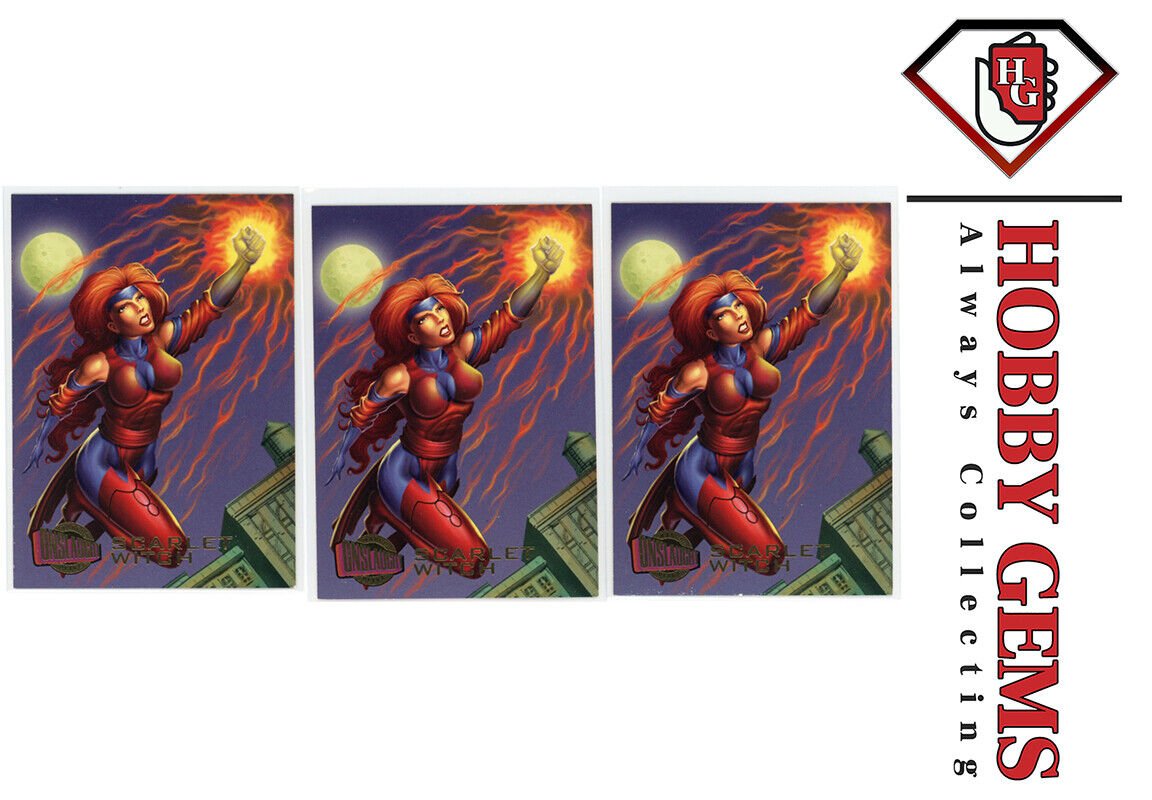 1996 Marvel Onslaught #28 Scarlet Witch Avengers Lot of 3 Marvel Base - Hobby Gems