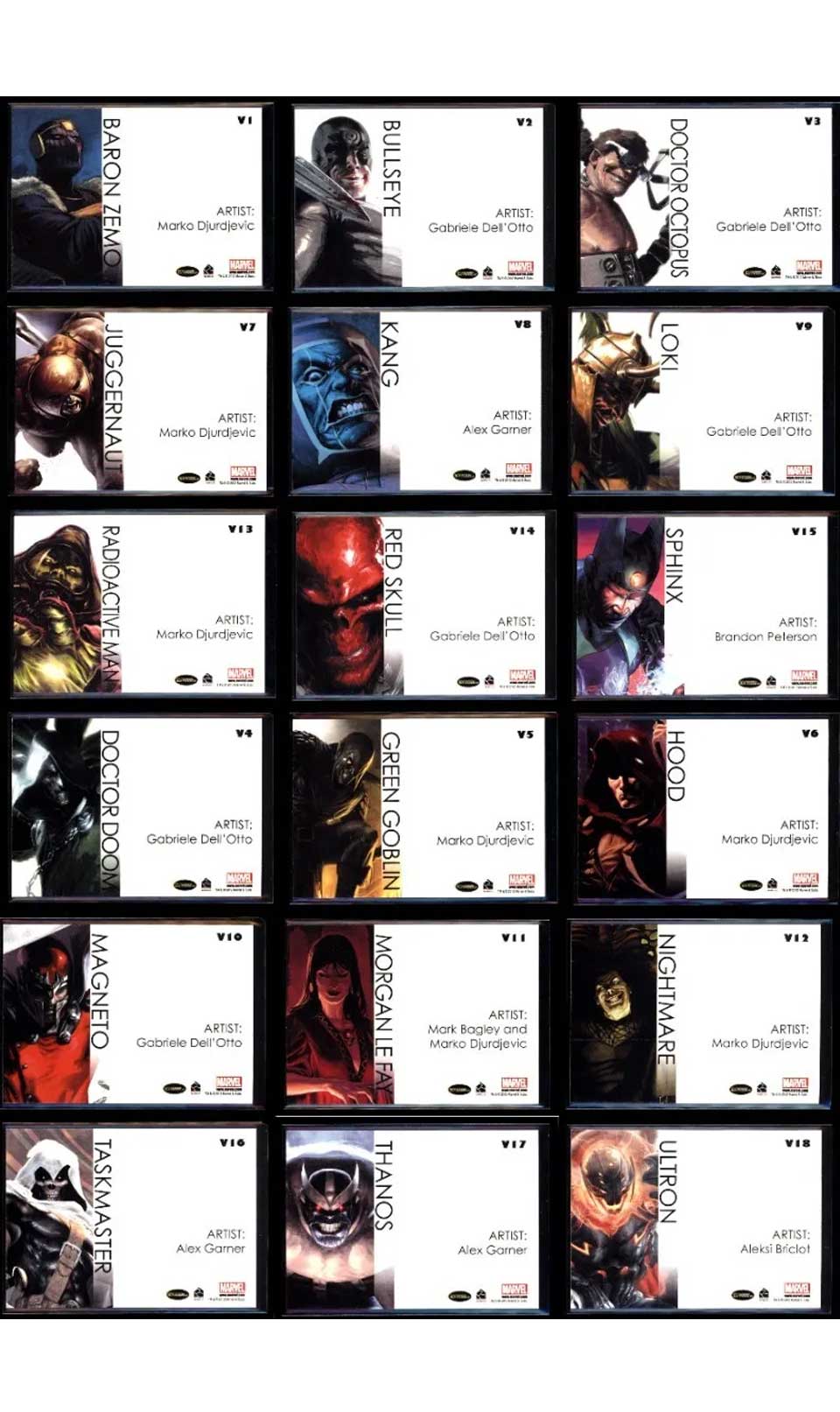 2012 Rittenhouse Marvel Greatest Heroes Villains 18 - Card Set Marvel Set - Hobby Gems