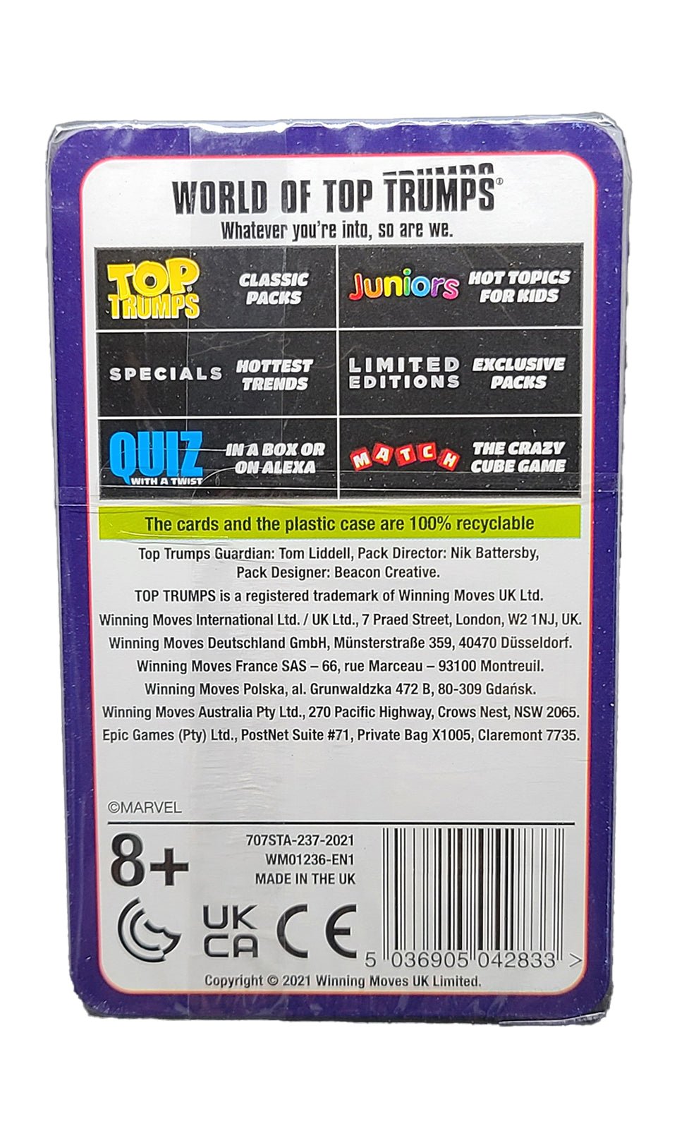 2021 Marvel Universe Who's Your Hero? Top Trumps Specials UK Limited Card Game Marvel Sealed Deck - Hobby Gems