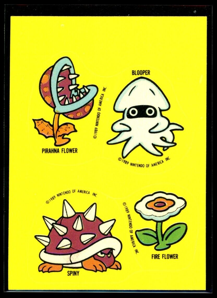 PIRAHNA FIRE FLOWER BLOOPER SPINY 1989 Topps Nintendo Sticker #26 NM C1