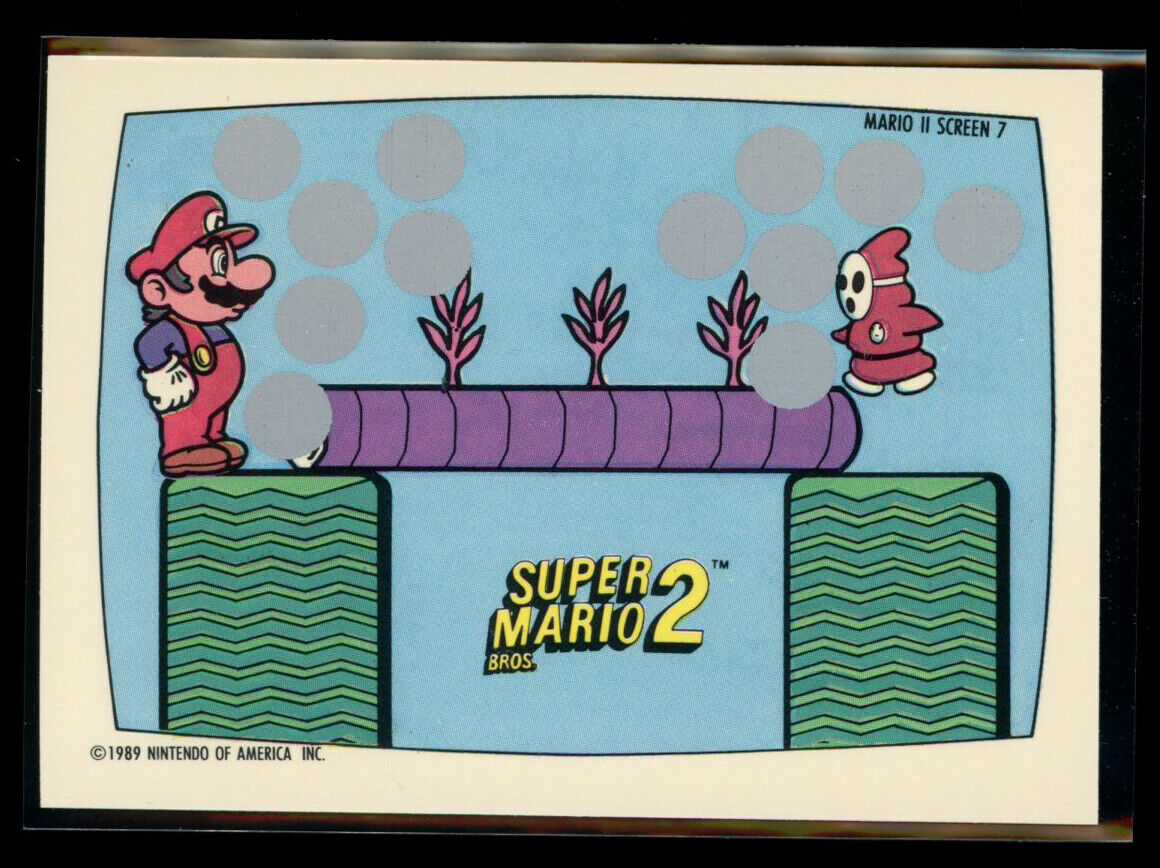 SUPER MARIO BROS 2 1989 Topps Nintendo Scratch-Off Screen 7 NM C2