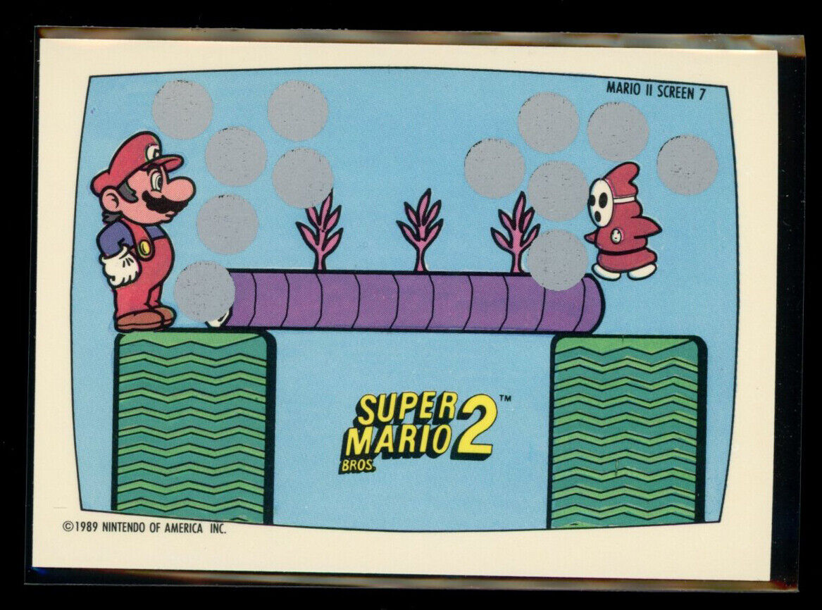 SUPER MARIO BROS 2 1989 Topps Nintendo Scratch-Off Screen 7 NM C3