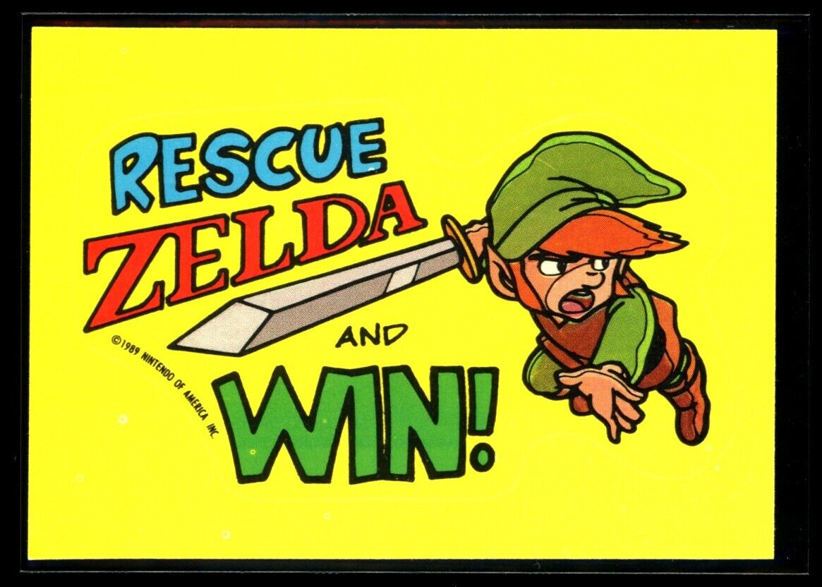 RESCUE ZELDA AND WIN! 1989 Topps Nintendo Game-Tip Sticker #22 NM C2