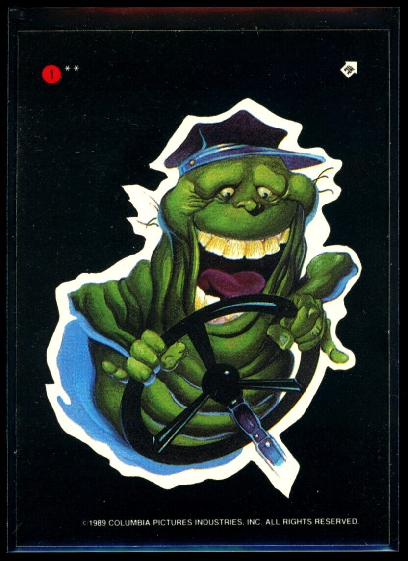 SLIMER DRIVING BUS 1989 Topps Ghostbusters II Sticker #1 C1