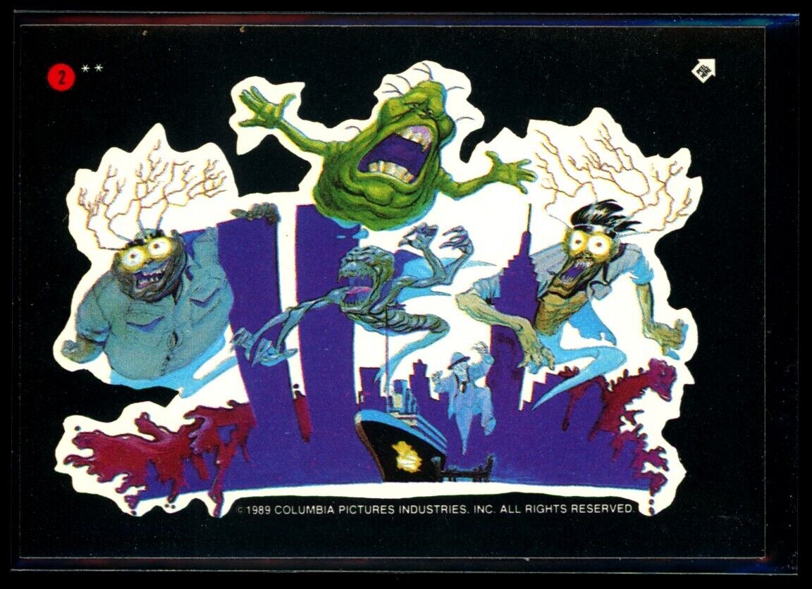 SLIMER & GHOSTS 1989 Topps Ghostbusters II Sticker #2 C1