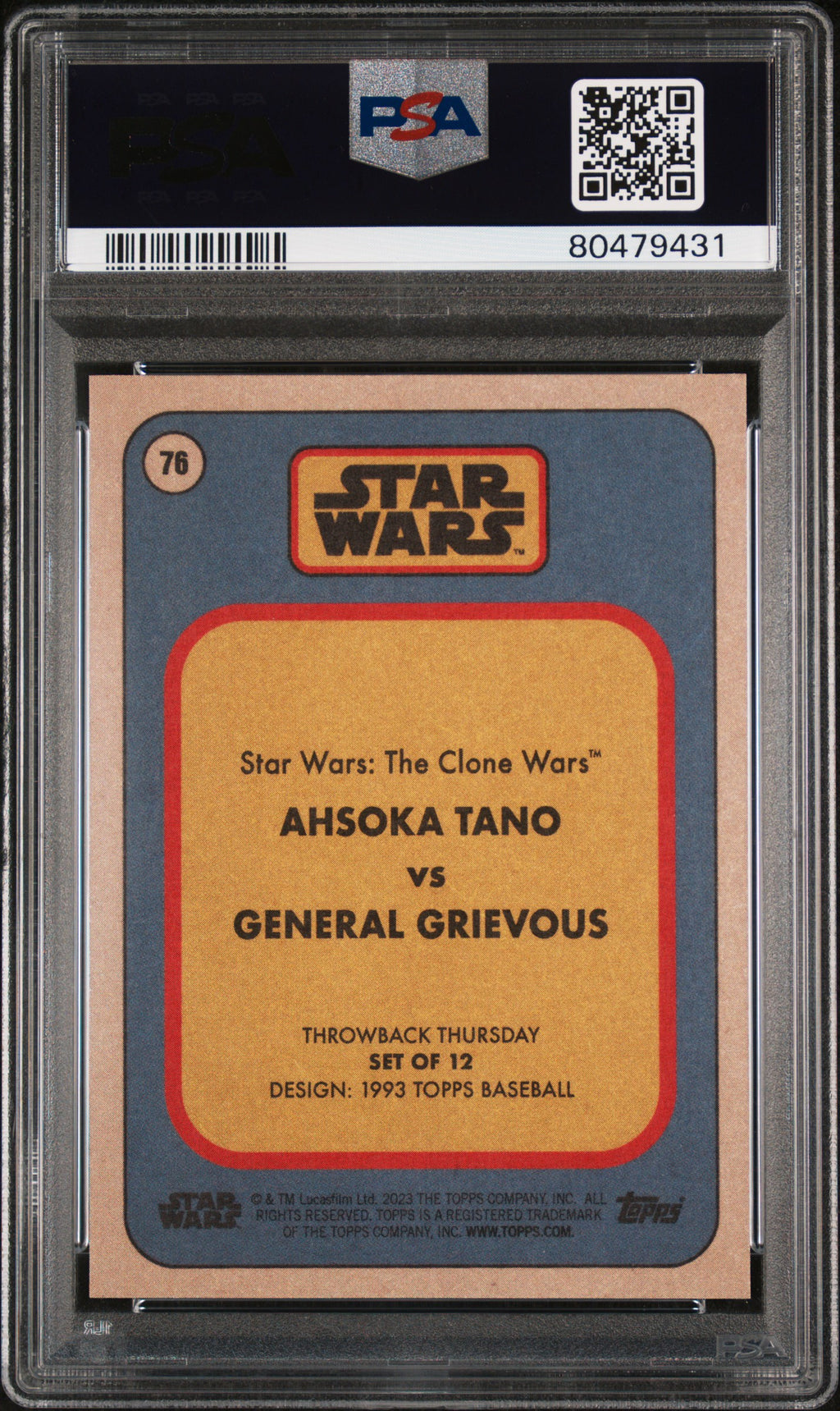 AHSOKA TANO PSA 10 2023 Topps Star Wars Throw Back Thursday TBT #76 C4 Star Wars Base Graded Cards - Hobby Gems