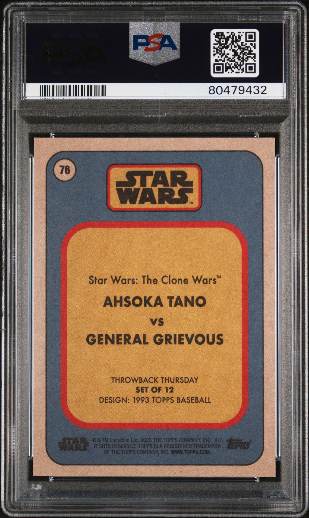 AHSOKA TANO PSA 10 2023 Topps Star Wars Throw Back Thursday TBT #76 C5 Star Wars Base Graded Cards - Hobby Gems