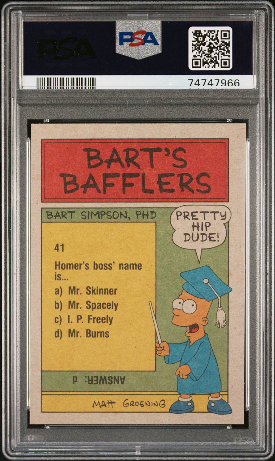 AAAUUUGHHH! Bart Simpson PSA 9 1990 Topps The Simpsons #56 The Simpsons Base Graded Cards - Hobby Gems