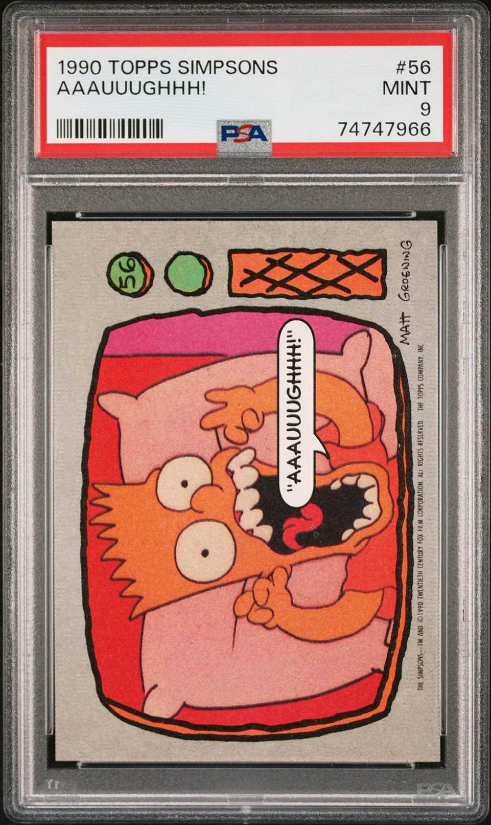 AAAUUUGHHH! Bart Simpson PSA 9 1990 Topps The Simpsons #56 The Simpsons Base Graded Cards - Hobby Gems