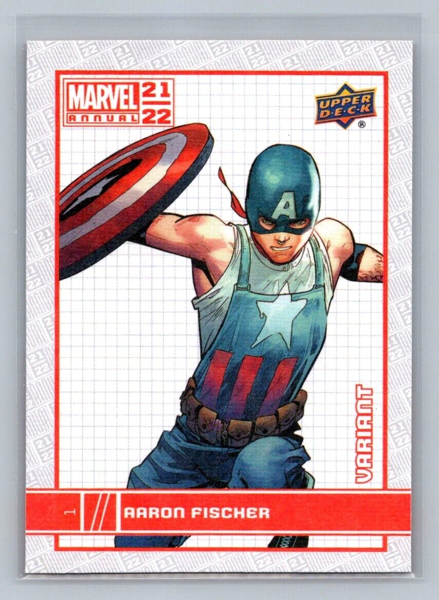 AARON FISCHER Captain America 2021-22 Upper Deck Marvel Annual Canvas Variant #1 Marvel Parallel - Hobby Gems