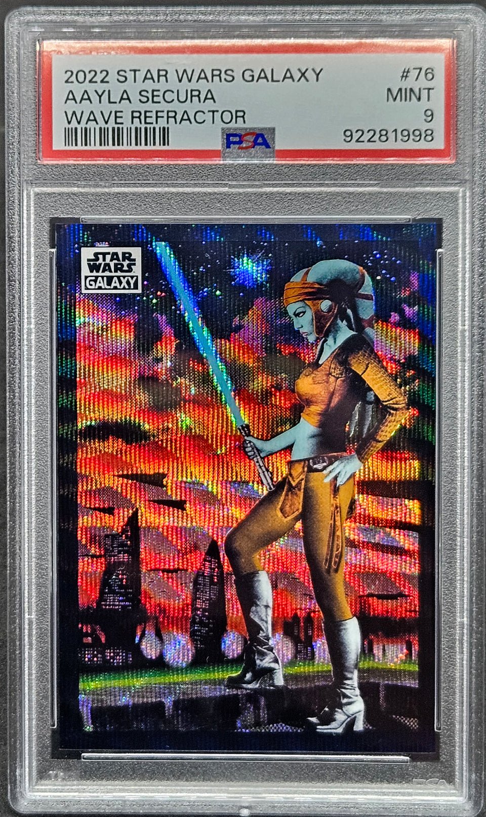 AAYLA SECURA PSA 9 2022 Topps Chrome Galaxy Star Wars Refractor #76 45/99 Star Wars Graded Cards Parallel Serial Numbered - Hobby Gems