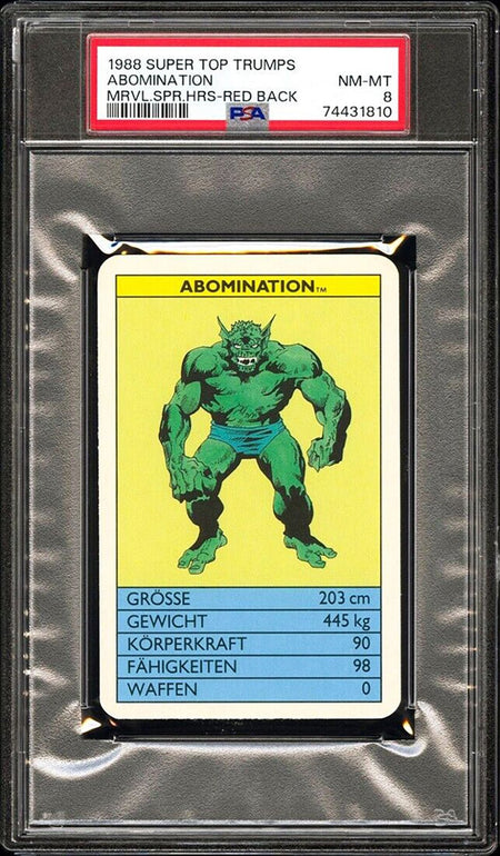 ABOMINATION PSA 8 1988 Super Top Trumps Marvel Super Heroes Red Back Marvel Base Graded Cards - Hobby Gems