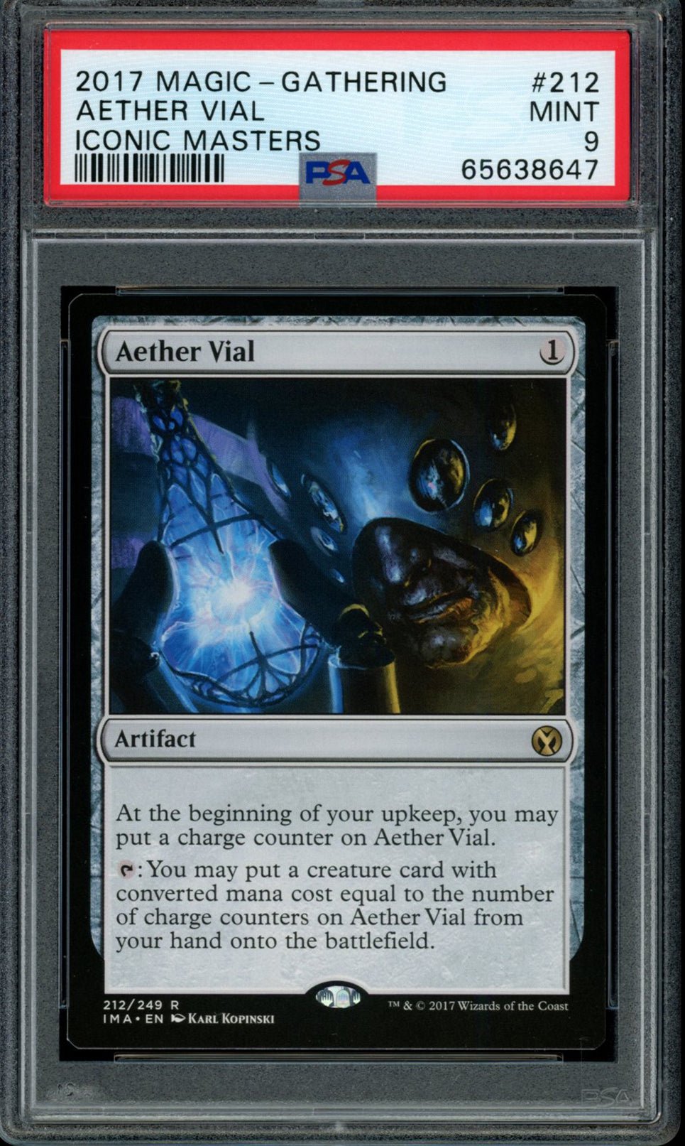 AETHER VIAL PSA 9 2017 Iconic Masters Magic the Gathering Rare 212 Magic the Gathering Base Graded Cards - Hobby Gems