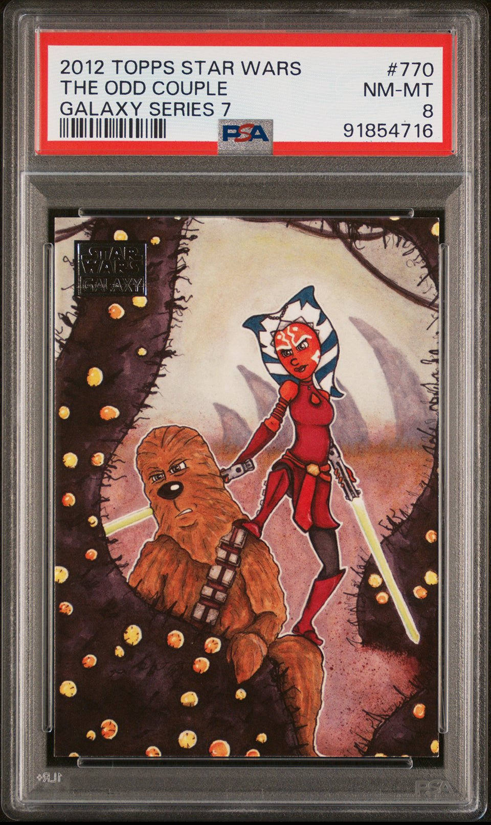 AHSOKA TANO CHEWBACCA PSA 8 2012 Topps Star Wars Galaxy Series 7 Odd Couple #770 Star Wars Base Graded Cards - Hobby Gems