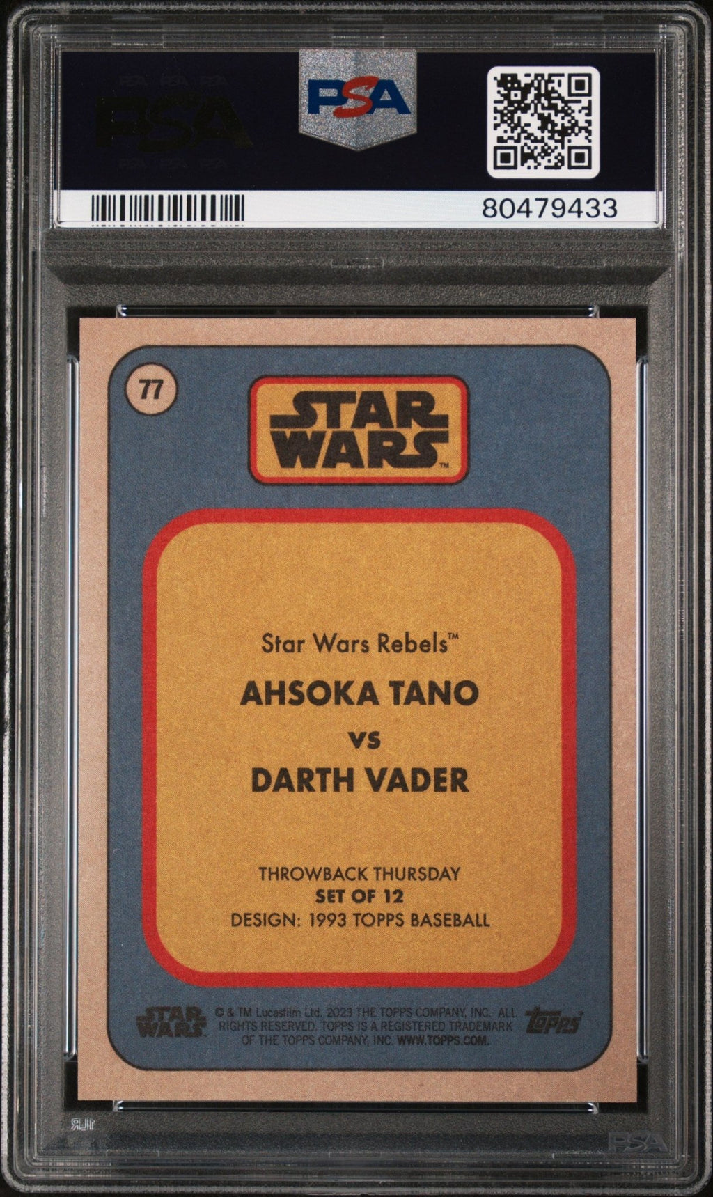 AHSOKA TANO DARTH VADER 2023 PSA 10 Topps Star Wars Throw Back Thursday #77 C1 Star Wars Base Graded Cards - Hobby Gems