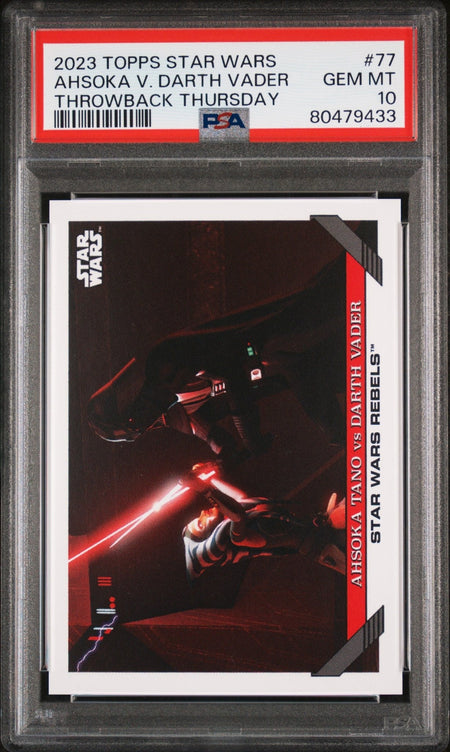 AHSOKA TANO DARTH VADER 2023 PSA 10 Topps Star Wars Throw Back Thursday #77 C1 Star Wars Base Graded Cards - Hobby Gems