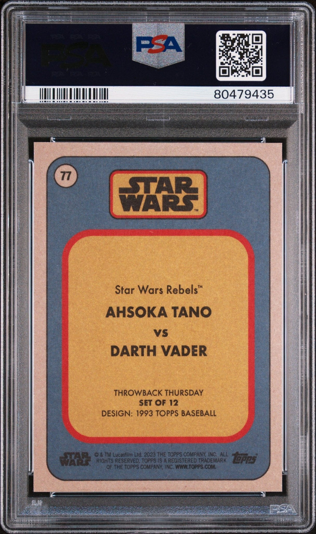 AHSOKA TANO DARTH VADER 2023 PSA 10 Topps Star Wars Throw Back Thursday #77 C3 Star Wars Base Graded Cards - Hobby Gems