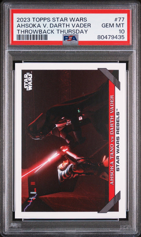 AHSOKA TANO DARTH VADER 2023 PSA 10 Topps Star Wars Throw Back Thursday #77 C3 Star Wars Base Graded Cards - Hobby Gems