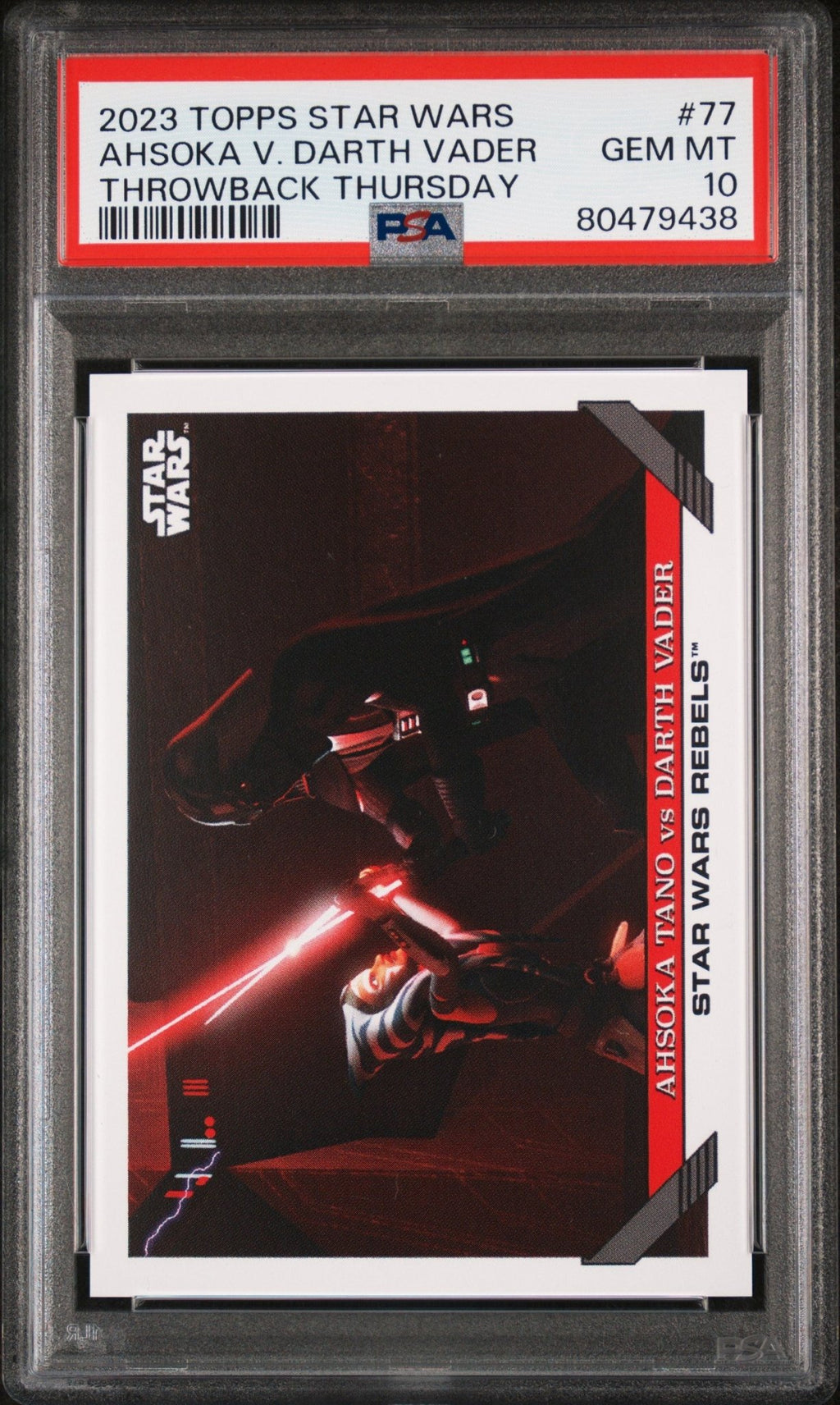 AHSOKA TANO DARTH VADER 2023 PSA 10 Topps Star Wars Throw Back Thursday #77 C6 Star Wars Base Graded Cards - Hobby Gems