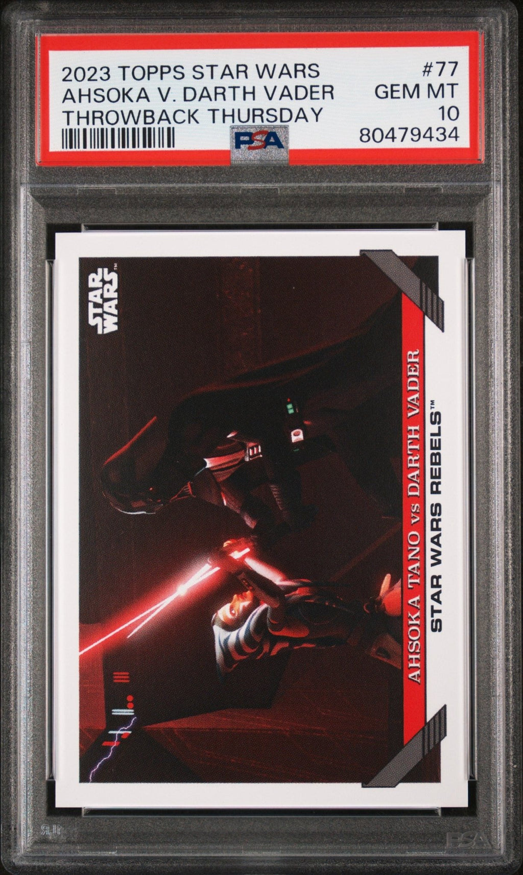 AHSOKA TANO DARTH VADER PSA 10 2023 Topps Star Wars Throw Back Thursday #77 C2 Star Wars Base Graded Cards - Hobby Gems