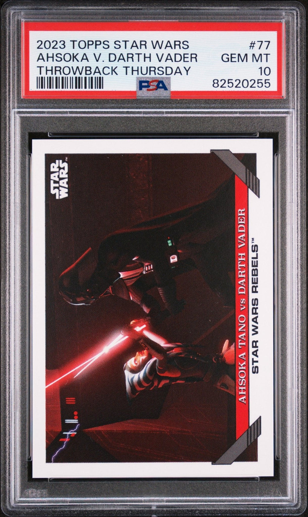 AHSOKA TANO DARTH VADER PSA 10 2023 Topps Star Wars Throw Back Thursday #77 C3 Star Wars Base Graded Cards - Hobby Gems