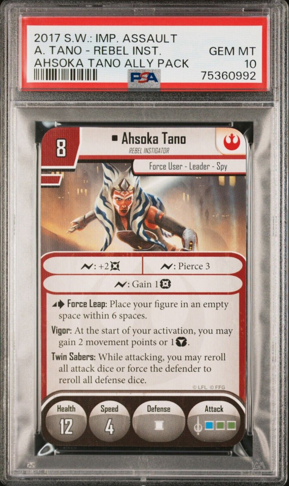 AHSOKA TANO PSA 10 2017 Fantasy Flight Star Wars Imperial Assault Rebel C2 Star Wars Base Graded Cards - Hobby Gems