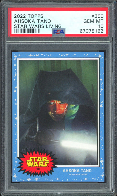 AHSOKA TANO PSA 10 2022 Star Wars Topps Living The Mandalorian #300 C12 Star Wars Base Graded Cards Short Print - Hobby Gems