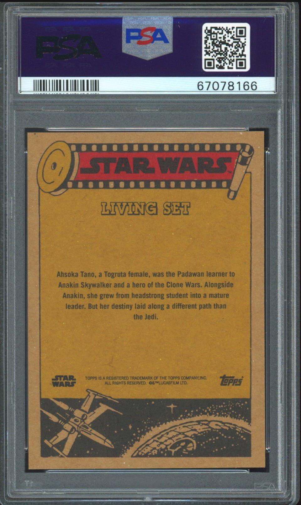 AHSOKA TANO PSA 10 2022 Star Wars Topps Living The Mandalorian #300 C14 Star Wars Base Graded Cards Short Print - Hobby Gems