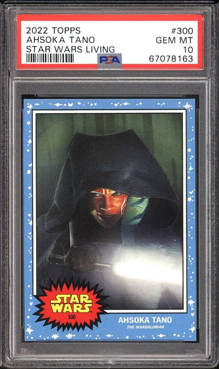 AHSOKA TANO PSA 10 2022 Star Wars Topps Living The Mandalorian #300 C2 Star Wars Base Graded Cards Short Print - Hobby Gems