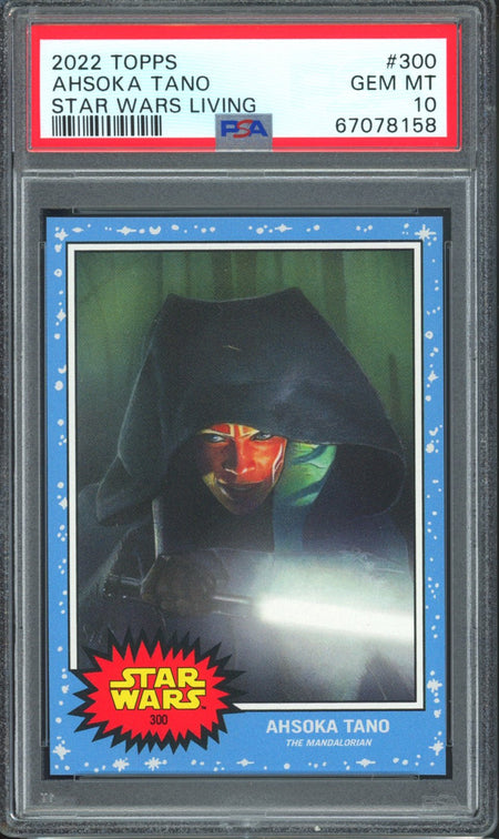 AHSOKA TANO PSA 10 2022 Star Wars Topps Living The Mandalorian #300 C8 Star Wars Base Graded Cards Short Print - Hobby Gems