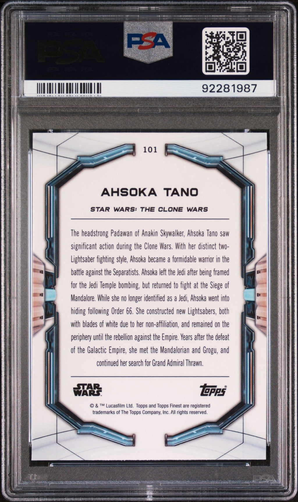 AHSOKA TANO PSA 10 2022 Topps Finest Star Wars SP Extended Variation #101 Star Wars Graded Cards Short Print - Hobby Gems