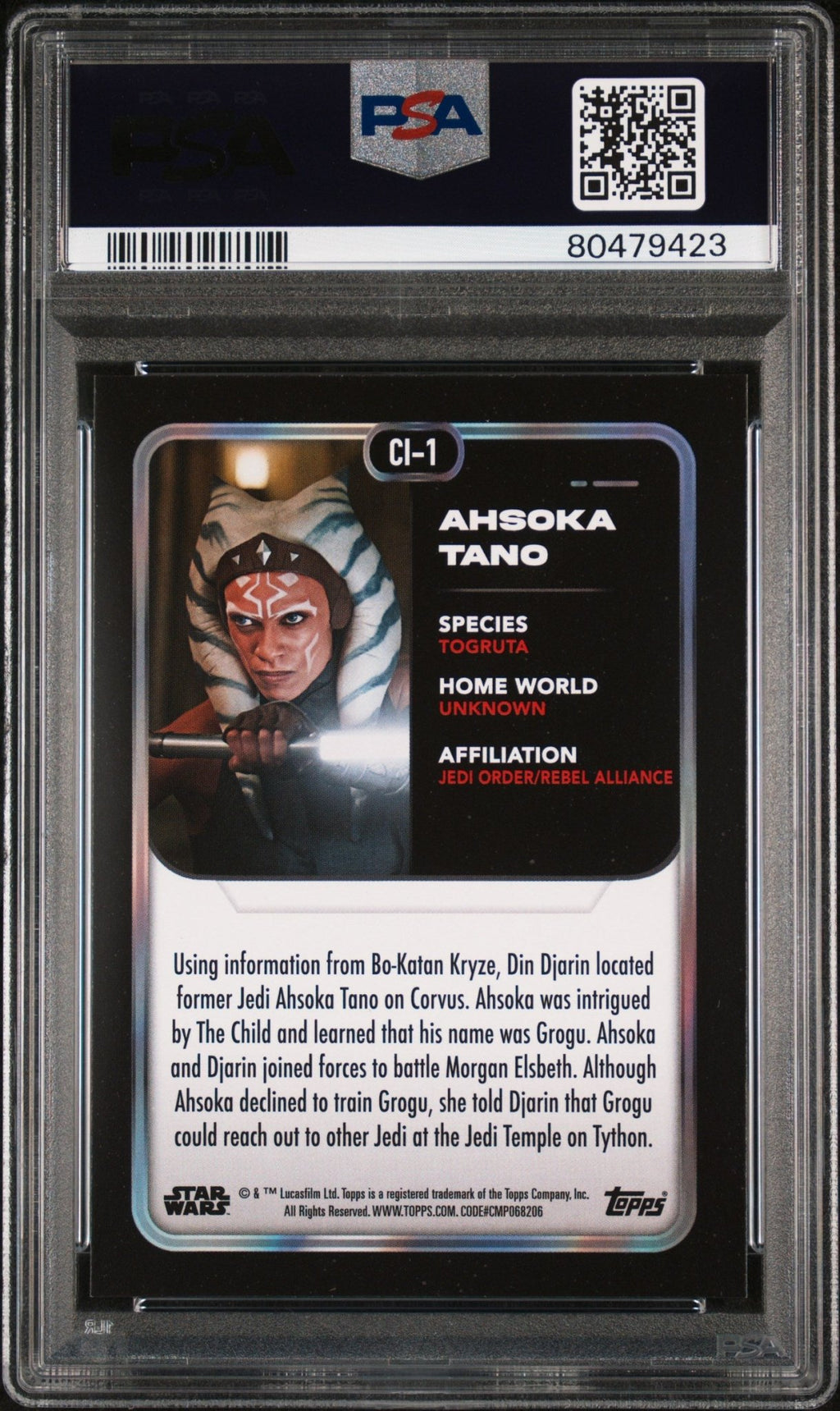 AHSOKA TANO PSA 10 2023 Topps Star Wars Flagship Character SP Variation #CL-1 Star Wars Graded Cards Insert Short Print - Hobby Gems