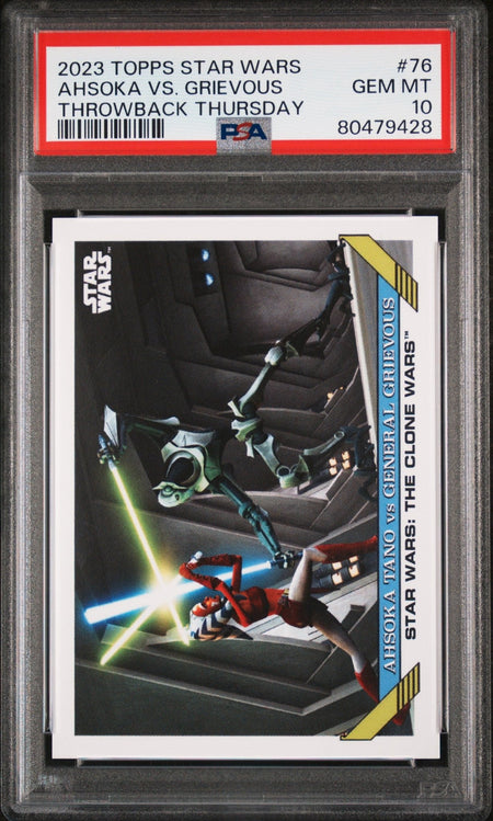 AHSOKA TANO PSA 10 2023 Topps Star Wars Throw Back Thursday TBT #76 C1 Star Wars Base Graded Cards - Hobby Gems