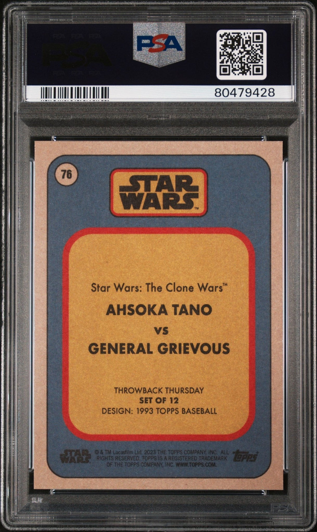 AHSOKA TANO PSA 10 2023 Topps Star Wars Throw Back Thursday TBT #76 C1 Star Wars Base Graded Cards - Hobby Gems