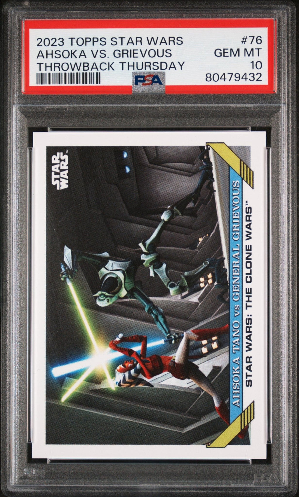 AHSOKA TANO PSA 10 2023 Topps Star Wars Throw Back Thursday TBT #76 C5 Star Wars Base Graded Cards - Hobby Gems