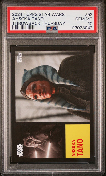 AHSOKA TANO PSA 10 2024 Topps Star Wars Throwback Thursday TBT #52 C1 Star Wars Base Graded Cards - Hobby Gems