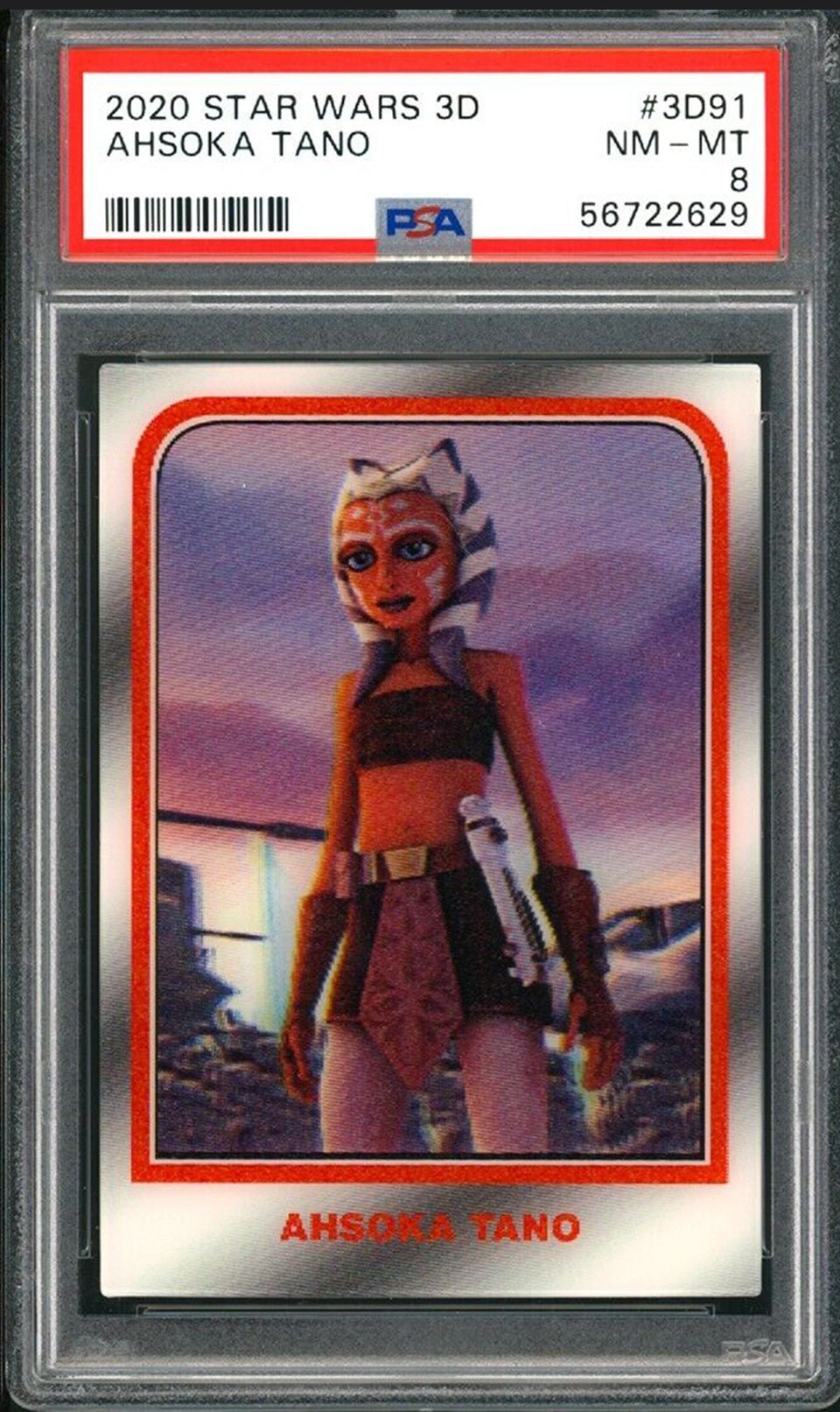 AHSOKA TANO PSA 8 2020 Star Wars 3D Lenticular /720 Print Run #3D91 Star Wars Base Graded Cards Short Print - Hobby Gems