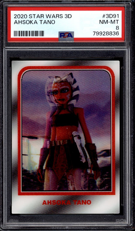 AHSOKA TANO PSA 8 2020 Topps On-Demand 3D Star Wars #3D-91 Print Run /720 C2 Star Wars Base Graded Cards Short Print - Hobby Gems