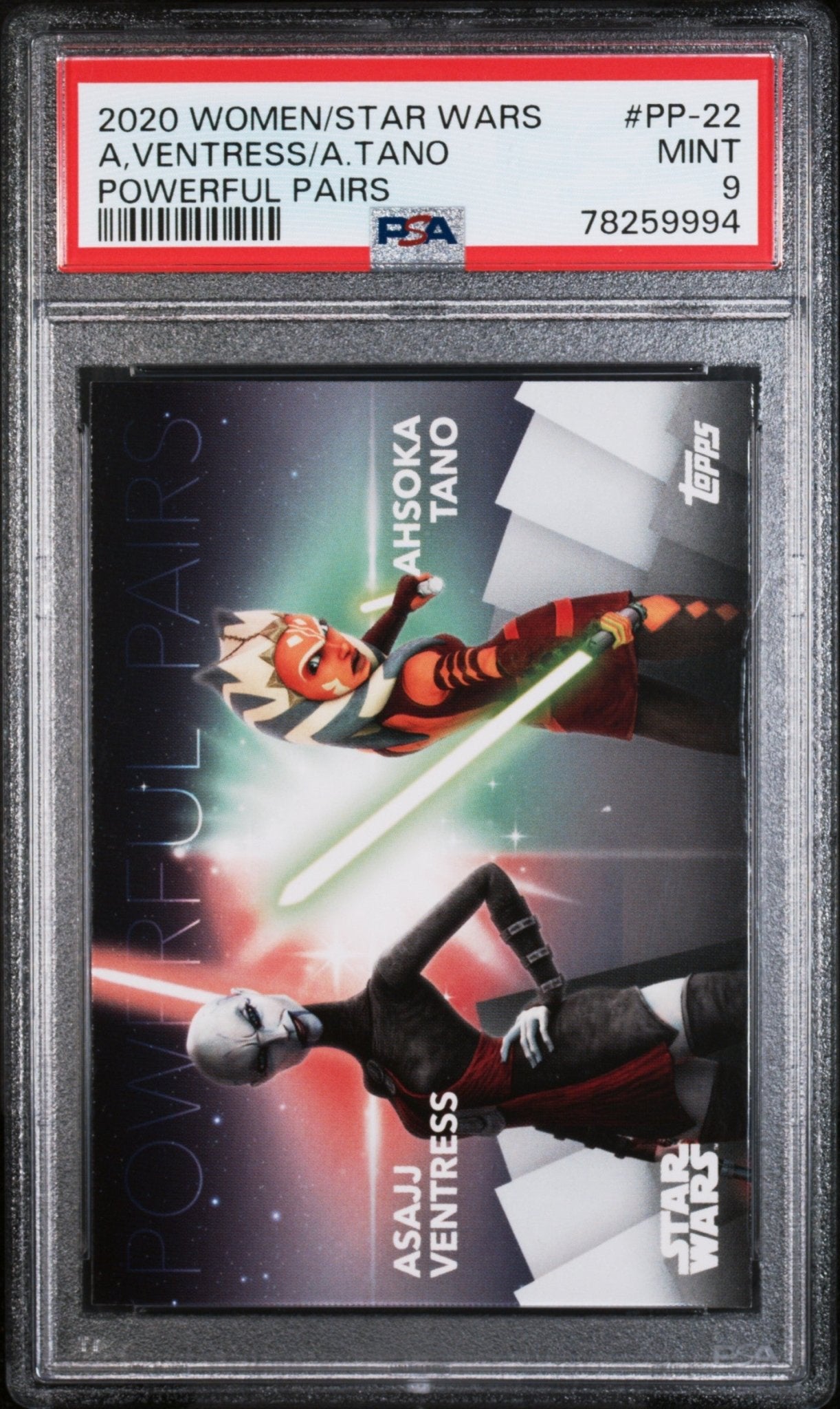 AHSOKA TANO PSA 9 2020 Topps Women of Star Wars Powerful Pairs #PP-22 Star Wars Base Graded Cards - Hobby Gems