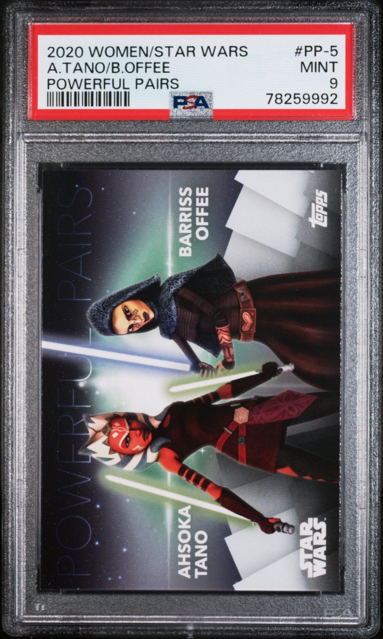 AHSOKA TANO PSA 9 2020 Topps Women of Star Wars Powerful Pairs #PP-5 Star Wars Base Graded Cards - Hobby Gems