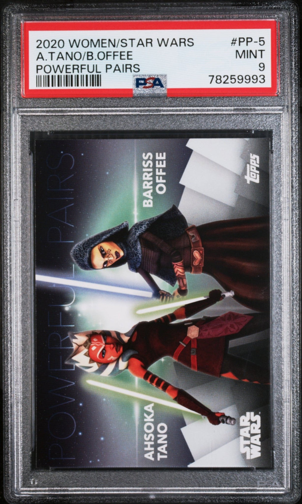 AHSOKA TANO PSA 9 2020 Topps Women of Star Wars Powerful Pairs #PP-5 C2 Star Wars Base Graded Cards - Hobby Gems