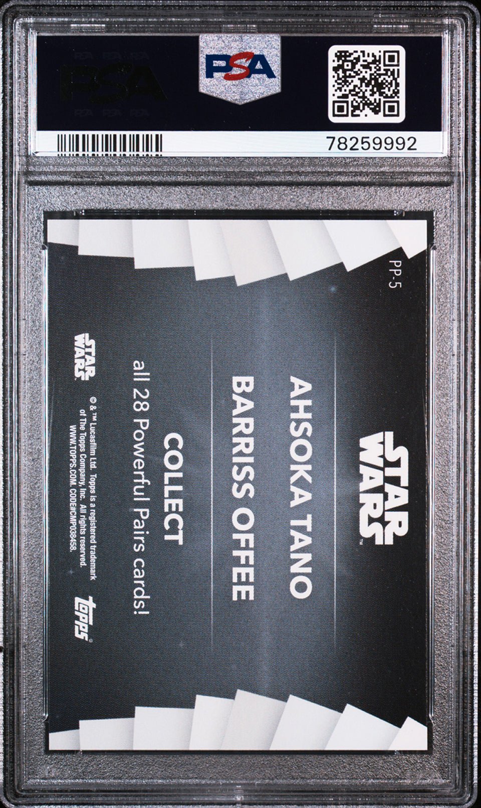 AHSOKA TANO PSA 9 2020 Topps Women of Star Wars Powerful Pairs #PP-5 C2 Star Wars Base Graded Cards - Hobby Gems