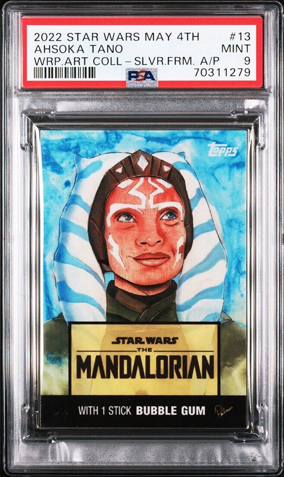 AHSOKA TANO PSA 9 2022 Star Wars May 4TH Wrapper Art Artist Proof #13 34/49 Star Wars Graded Cards Parallel Serial Numbered - Hobby Gems