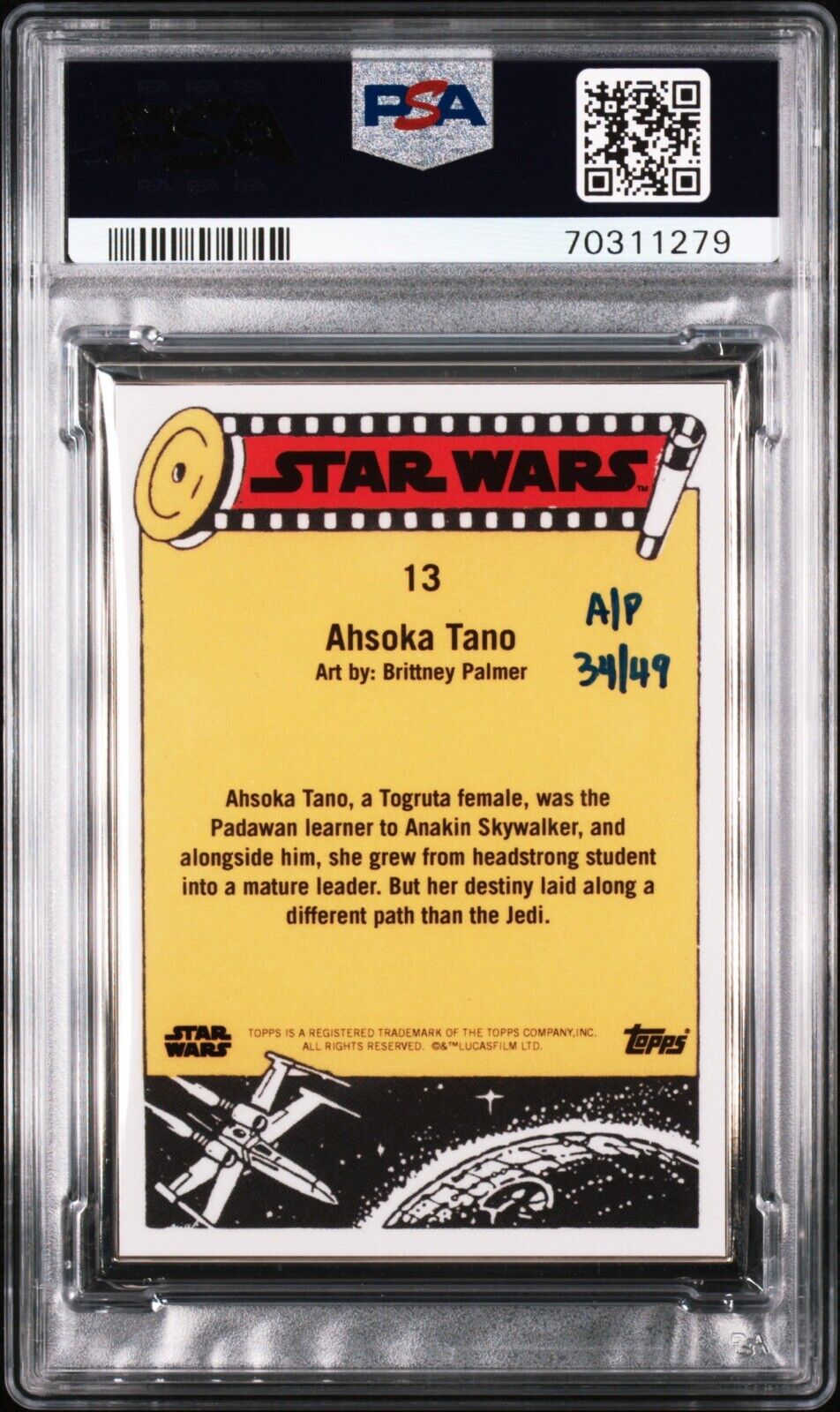 AHSOKA TANO PSA 9 2022 Star Wars May 4TH Wrapper Art Artist Proof #13 34/49 Star Wars Graded Cards Parallel Serial Numbered - Hobby Gems