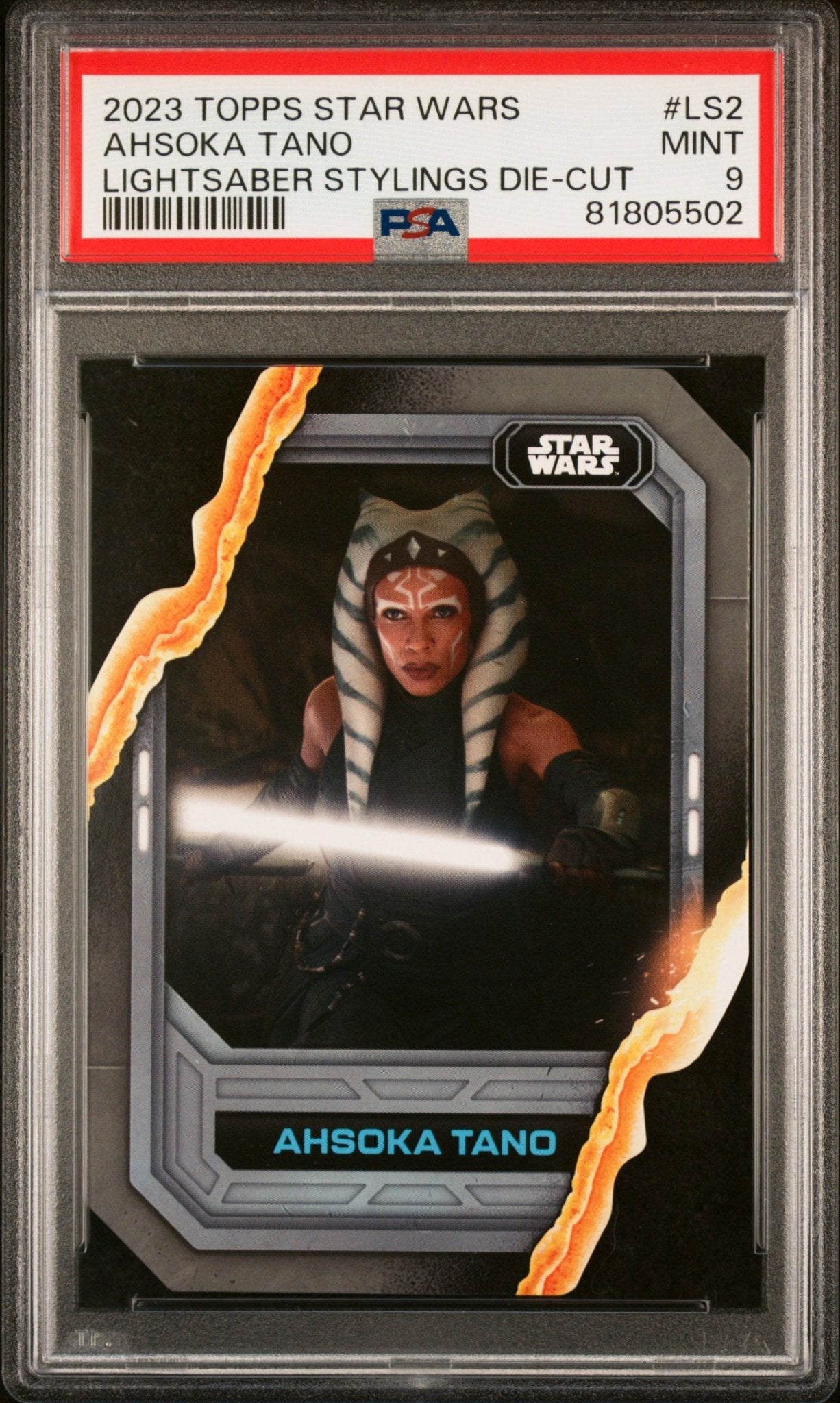 AHSOKA TANO PSA 9 2023 Topps Star Wars Lightsaber Stylings Die Cut #LS-2 Star Wars Graded Cards Insert - Hobby Gems