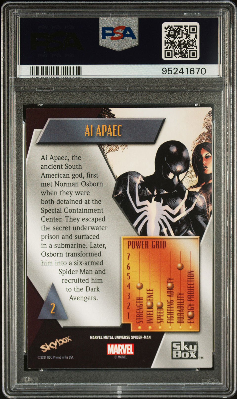 AI APAEC PSA 9 2022 Skybox Marvel Metal Universe Spider - Man #2 Marvel Base Graded Cards - Hobby Gems