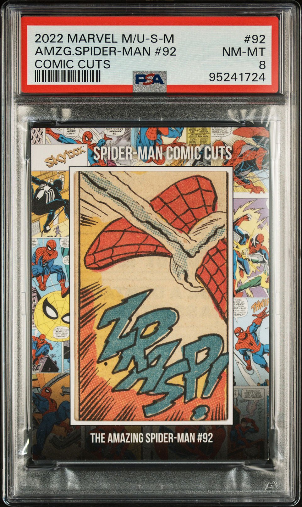 AMAZING SPIDER - MAN PSA 8 2022 Skybox Marvel Metal Universe Spider - Man Comic Cuts #92 21/40 Marvel Graded Cards Insert Serial Numbered - Hobby Gems